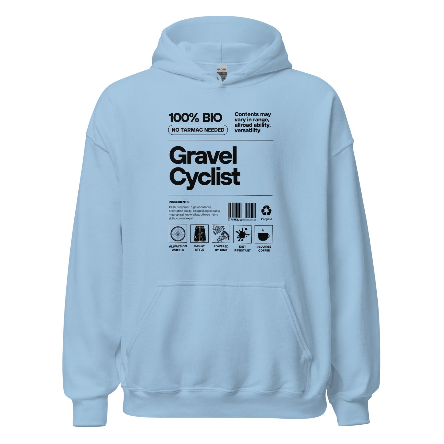 Hoodie "Gravel cyclist" skyblue