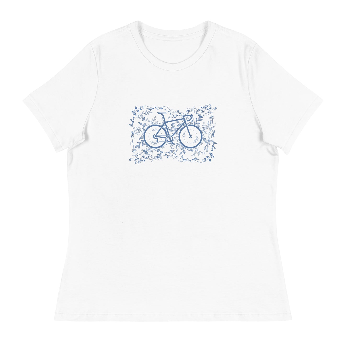 Damen-T-Shirt "Ride in Nature" white - blue